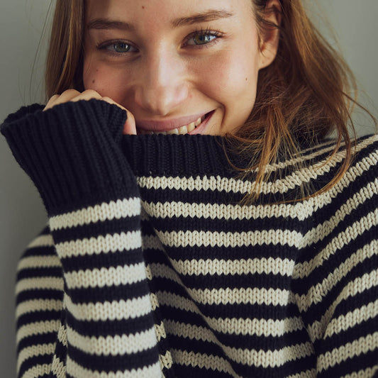 Organic cotton stripe knit sweater, GOTS