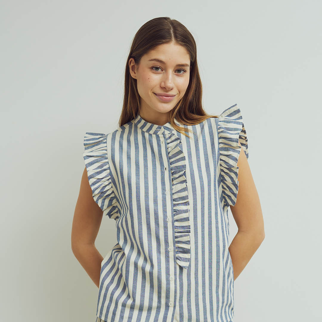 Stripe woven pants, GOTS