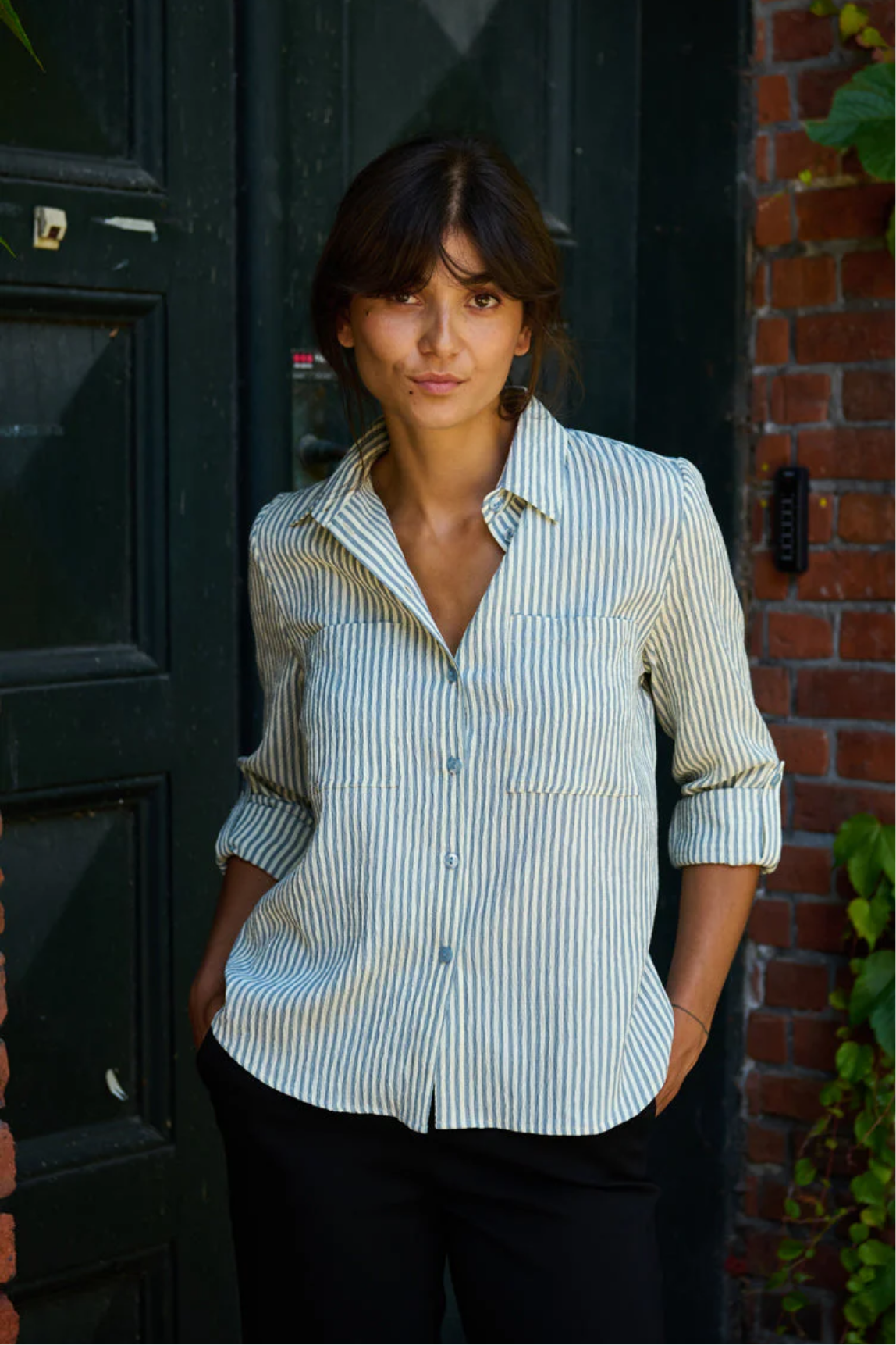 Tolsing Marie Shirt Grey Blue Stripe