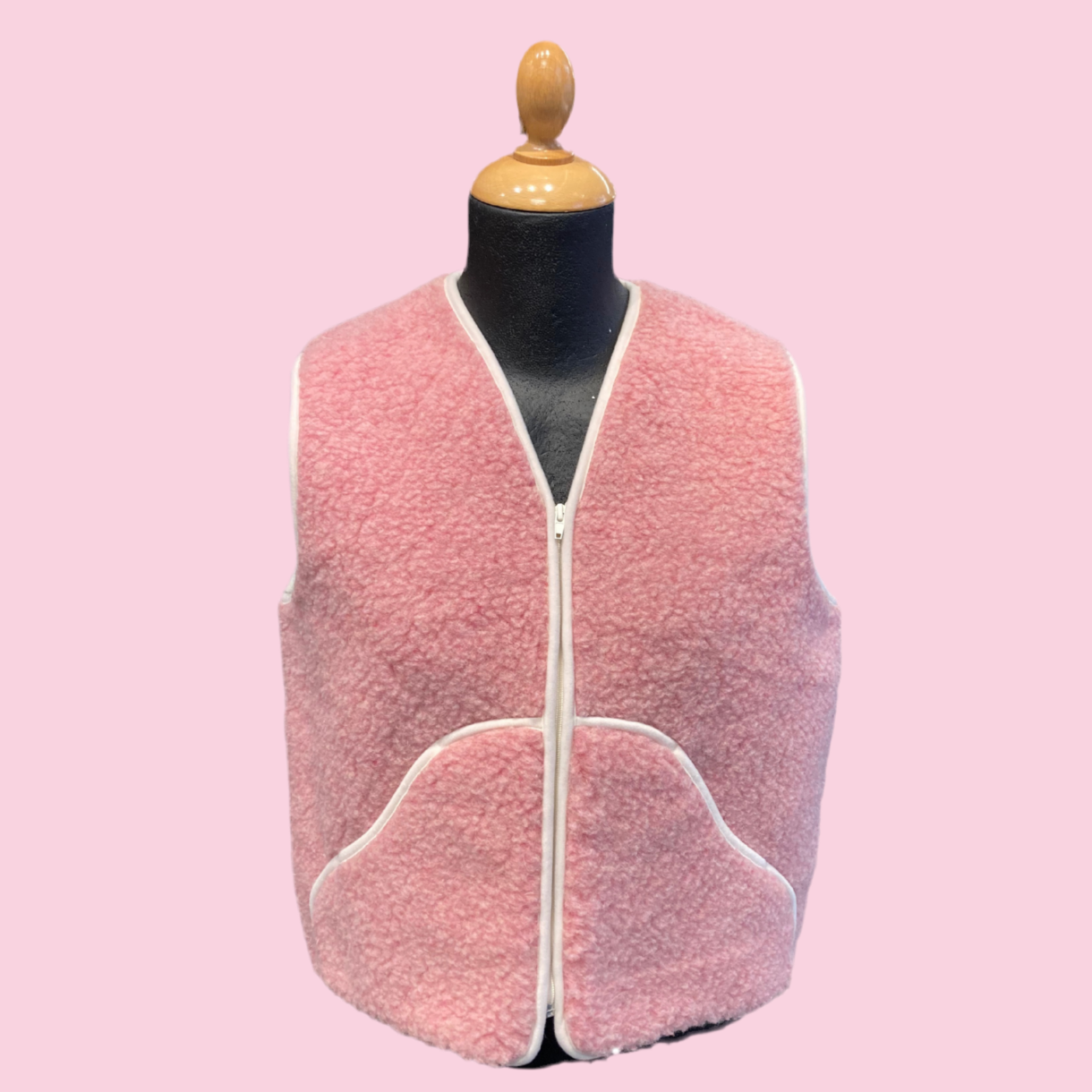 Vest i merinould rosa