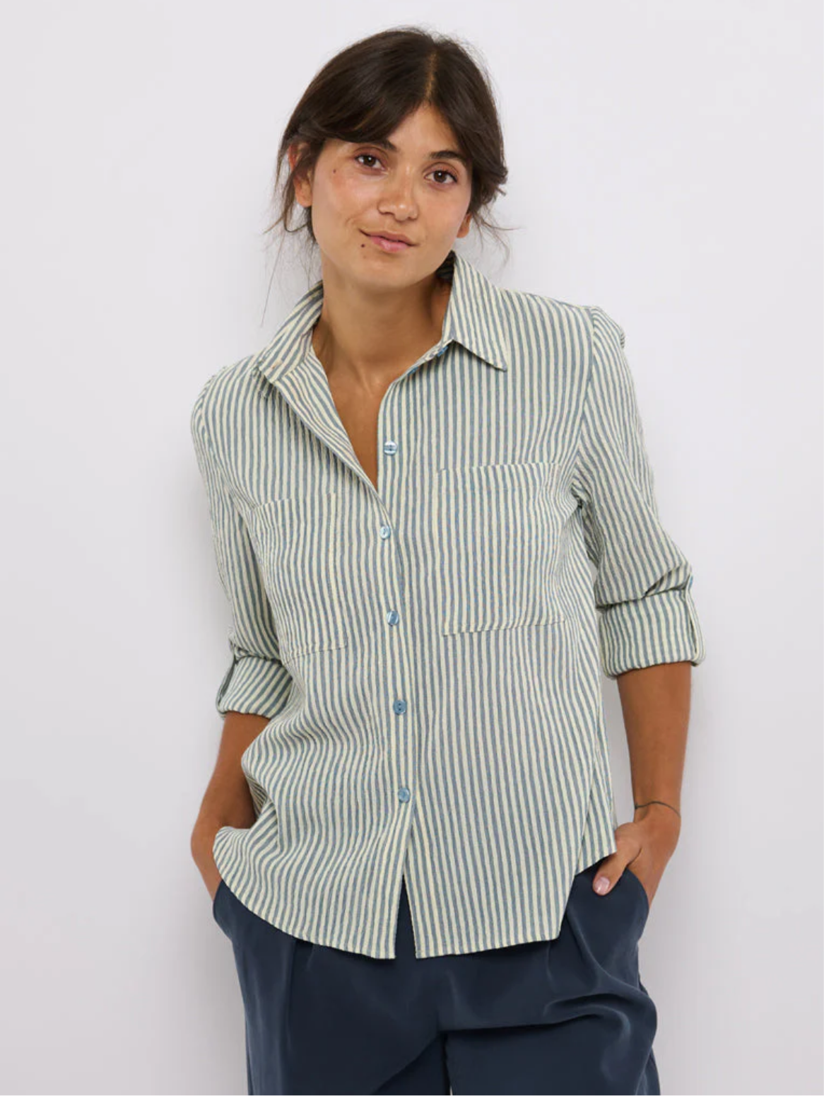 Tolsing Marie Shirt Grey Blue Stripe