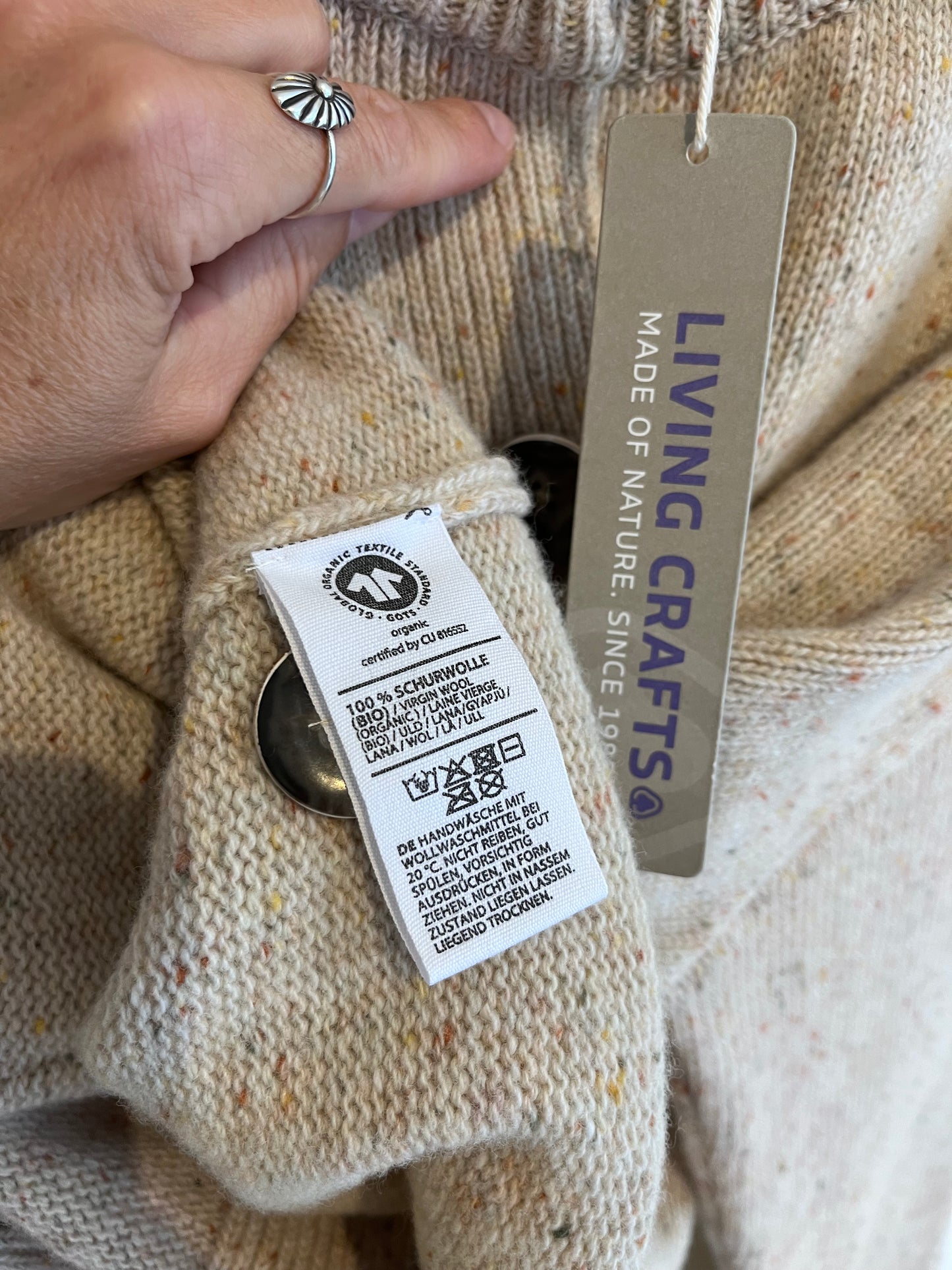 Lambs wool cardigan, GOTS