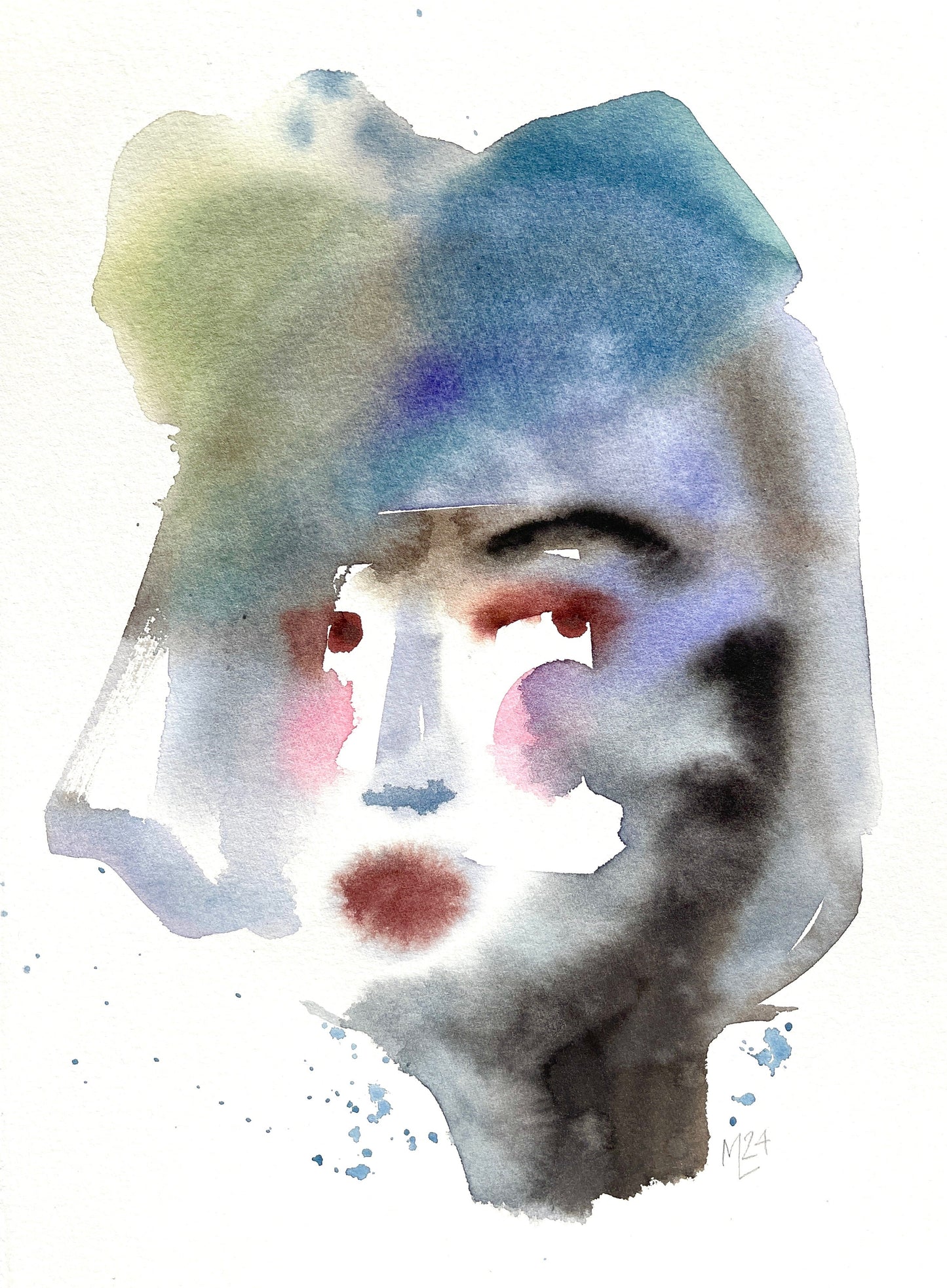 Mette Lehmann original akvarel