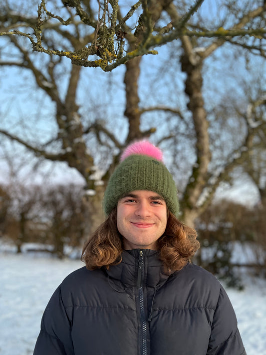 Hand-knit angora hue