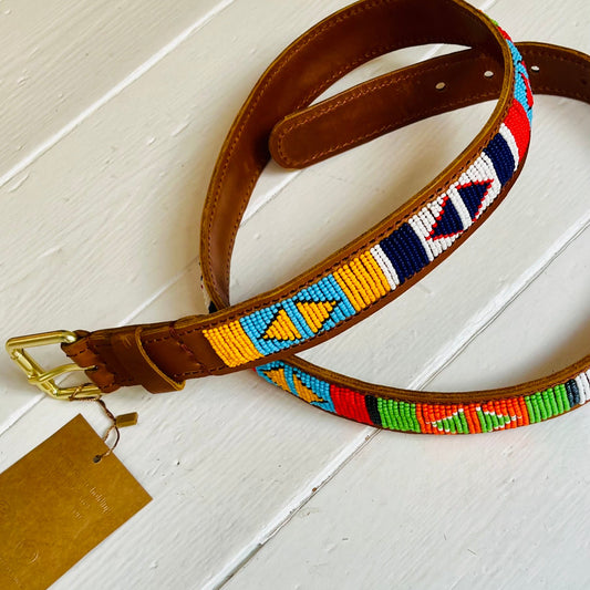 Plakkies håndlavet læderbælte - Masai