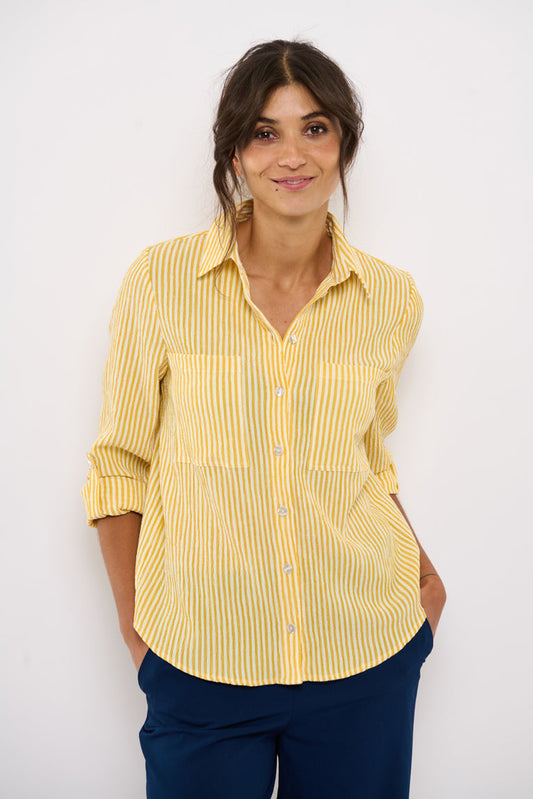 Marie Shirt Yellow White Stripe