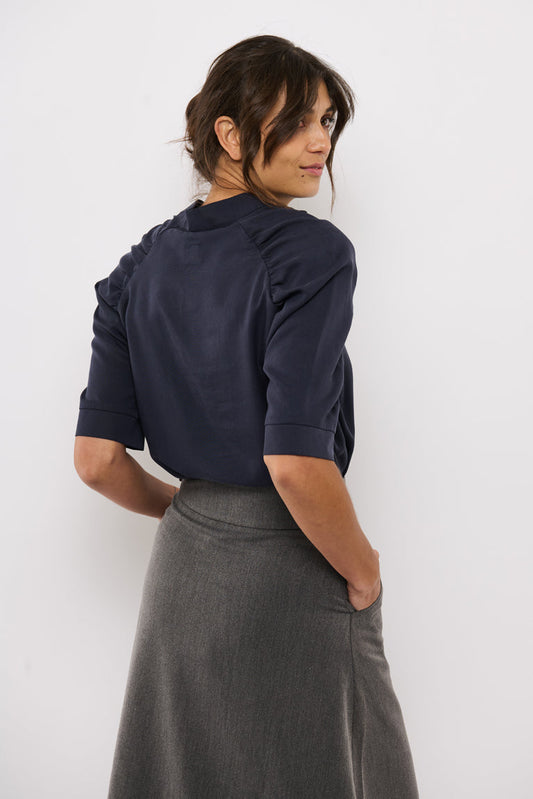 Frida Skjorte Navy Tencel