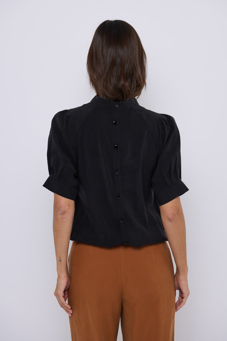 Tie vendeskjorte Black Cupro