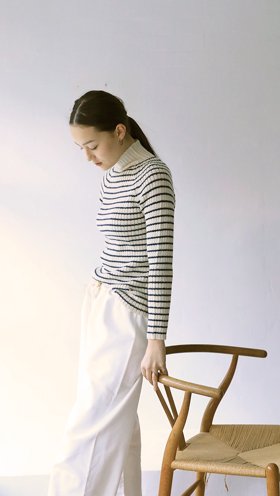 Erica rib stripe alpaca rib sweater