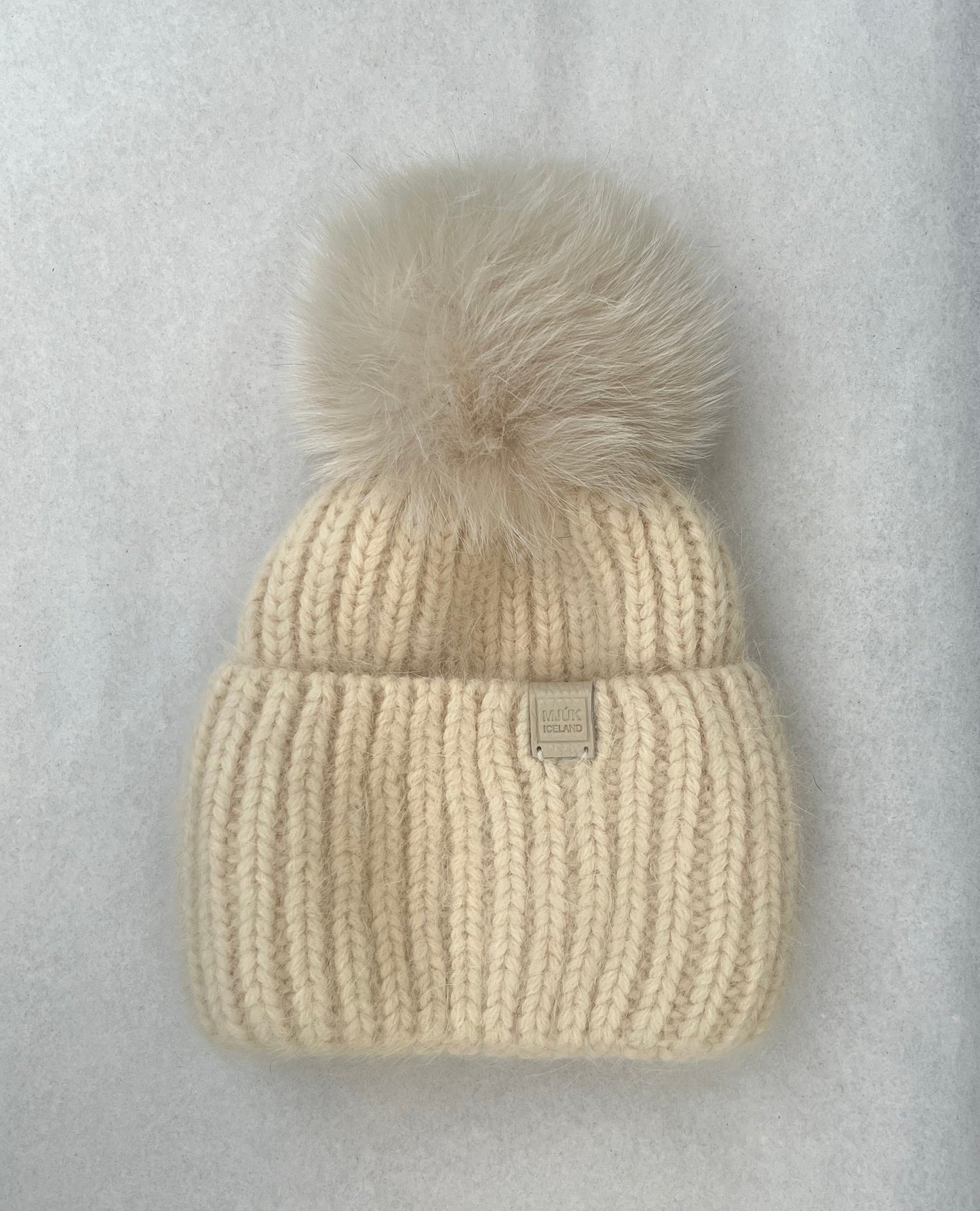 Hand-knit angora hue