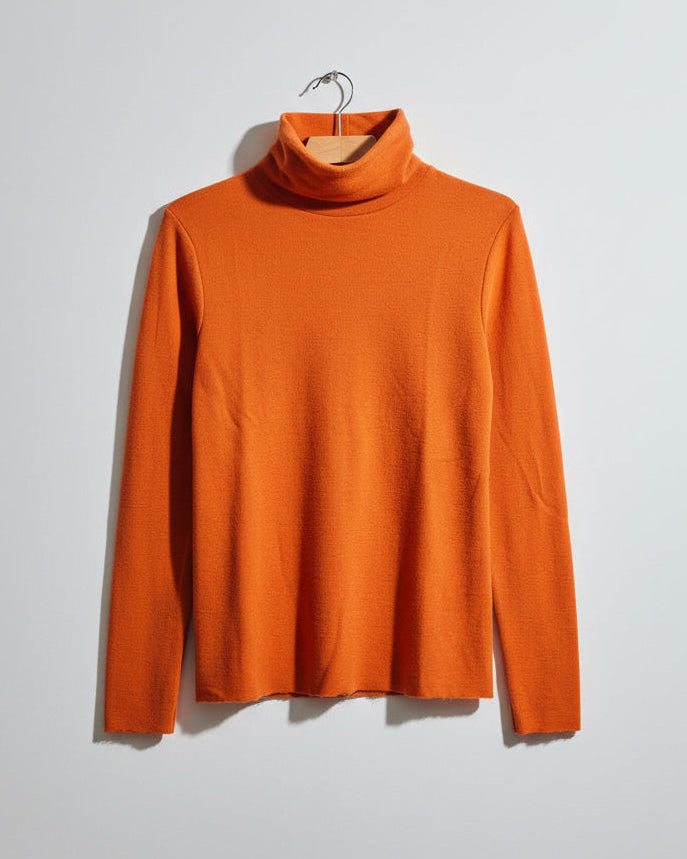 Pure merino roll-neck soft orange