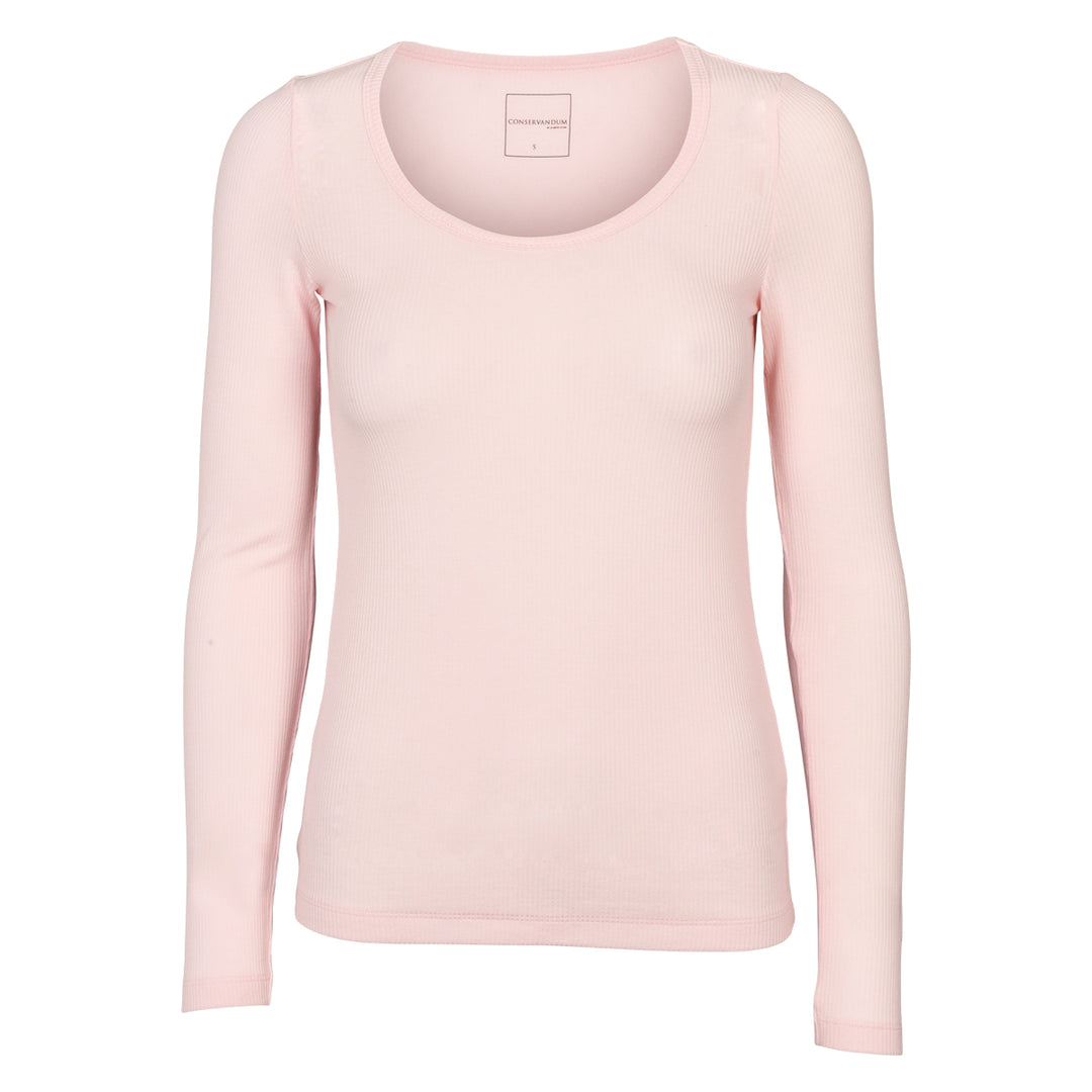 Tencel light rib long-sleeve U-neck, GOTS