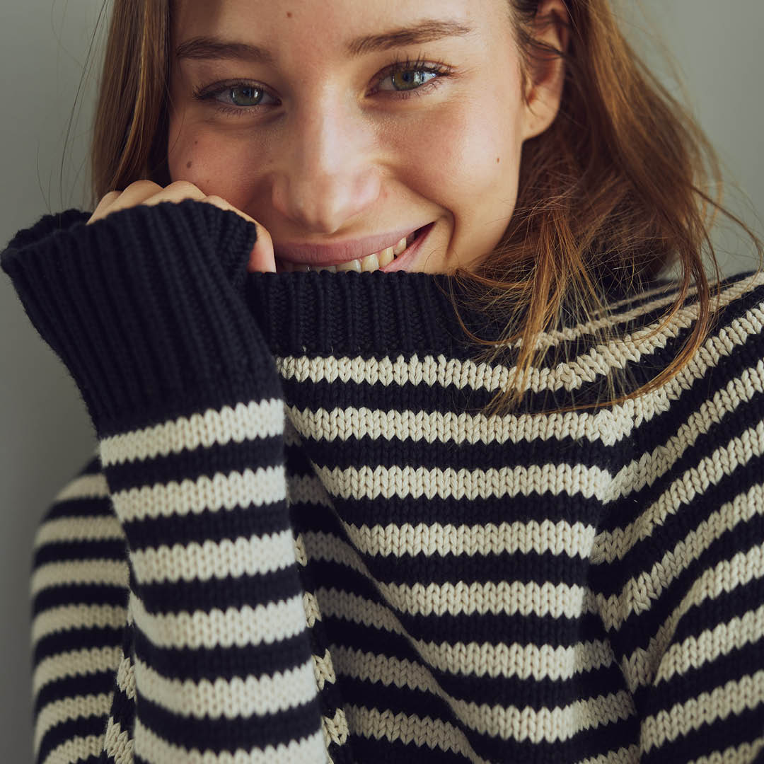 Stripe knit sweater, GOTS