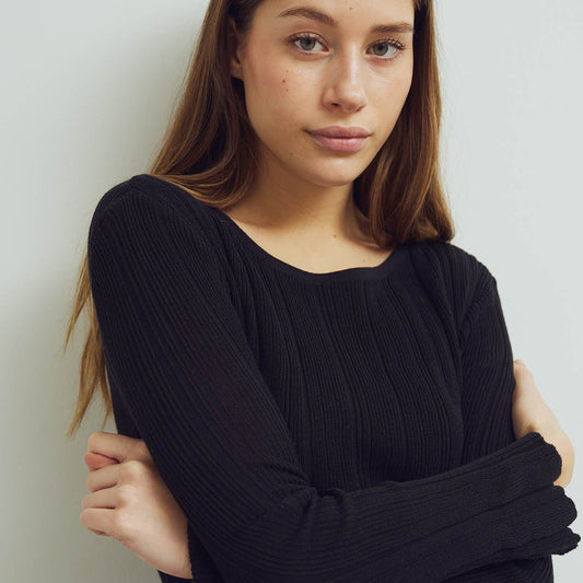 Organic cotton stripe knit sweater, GOTS