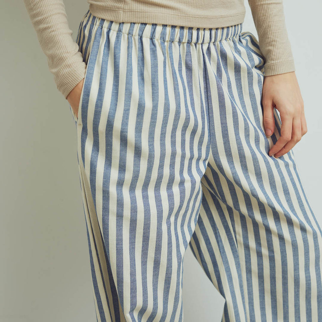 Stripe woven pants, GOTS