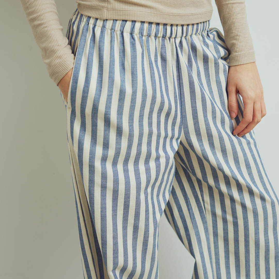 Stripe woven pants, GOTS