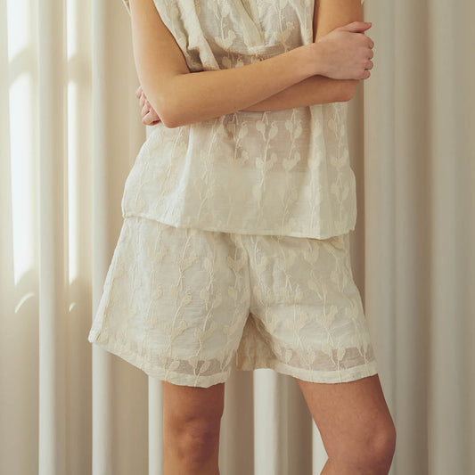 Organic woven flower shorts, GOTS