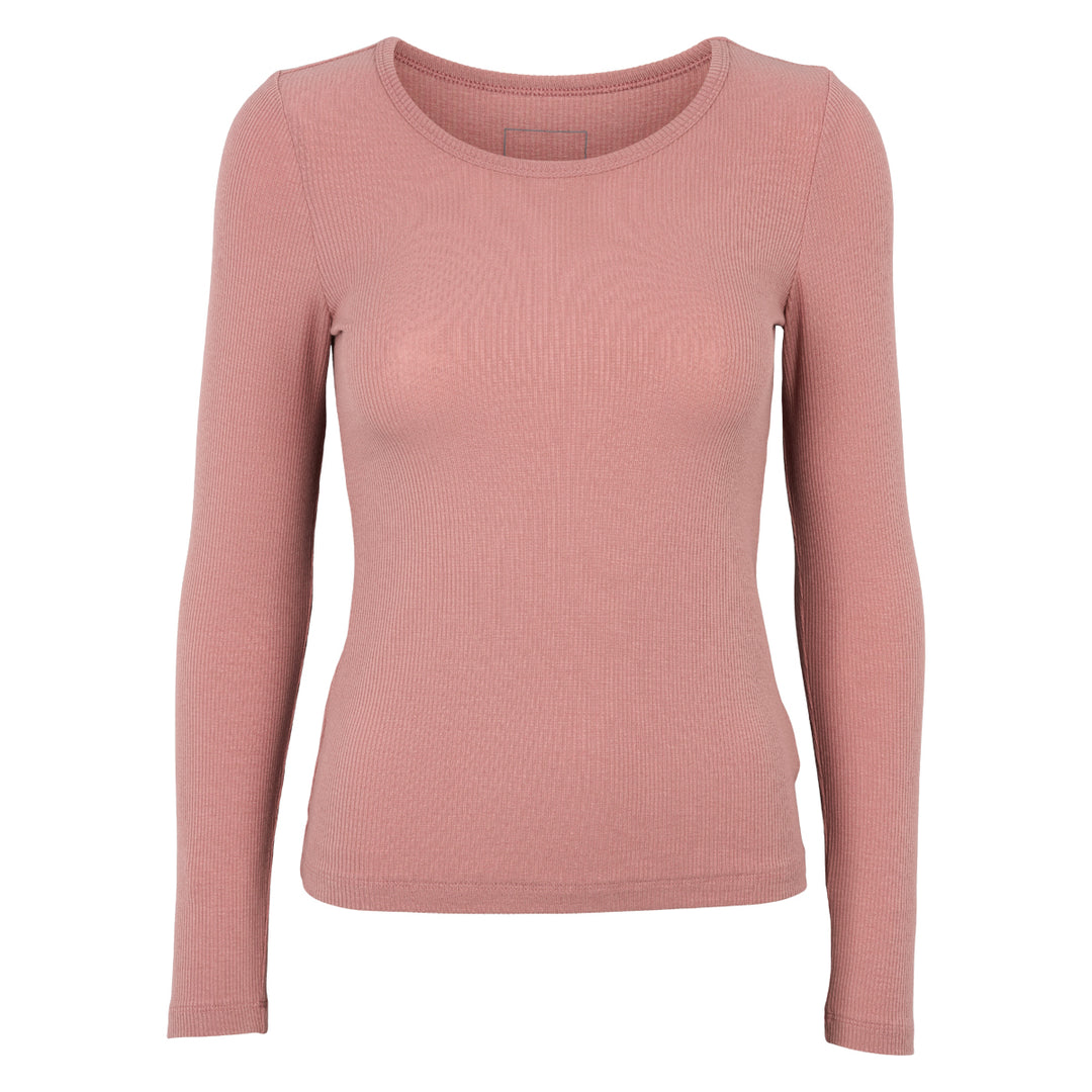 Tencel rib long-sleeve crewneck