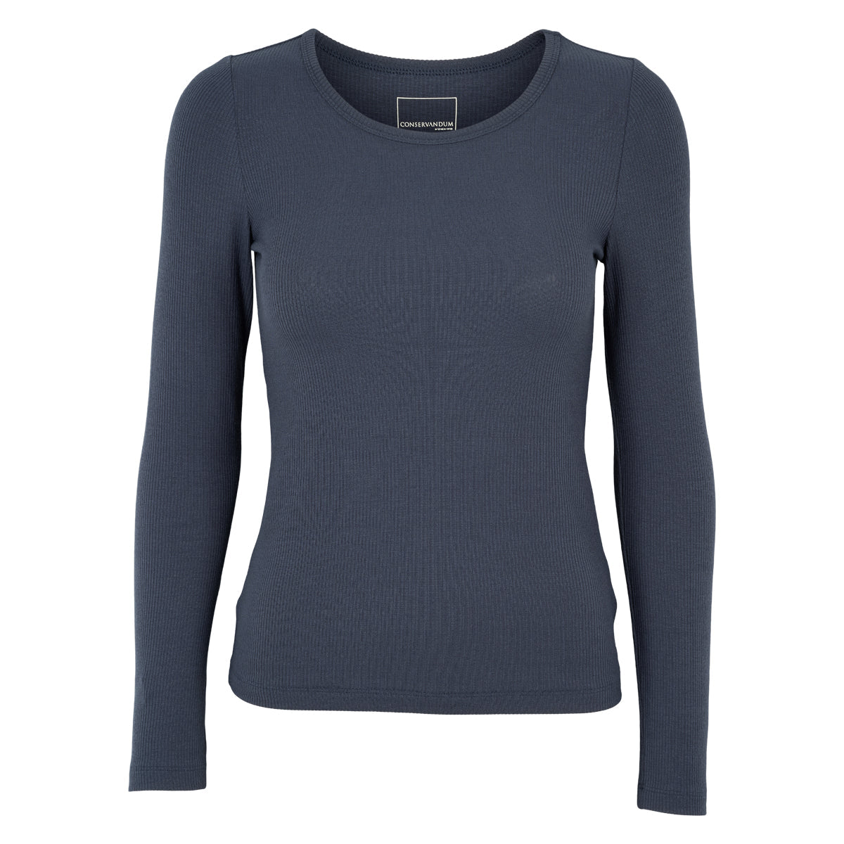 Tencel rib long-sleeve crewneck