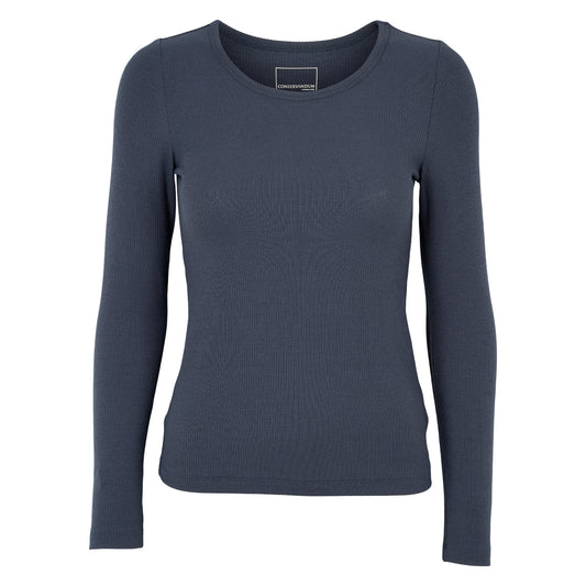 Tencel rib long-sleeve crewneck, GOTS