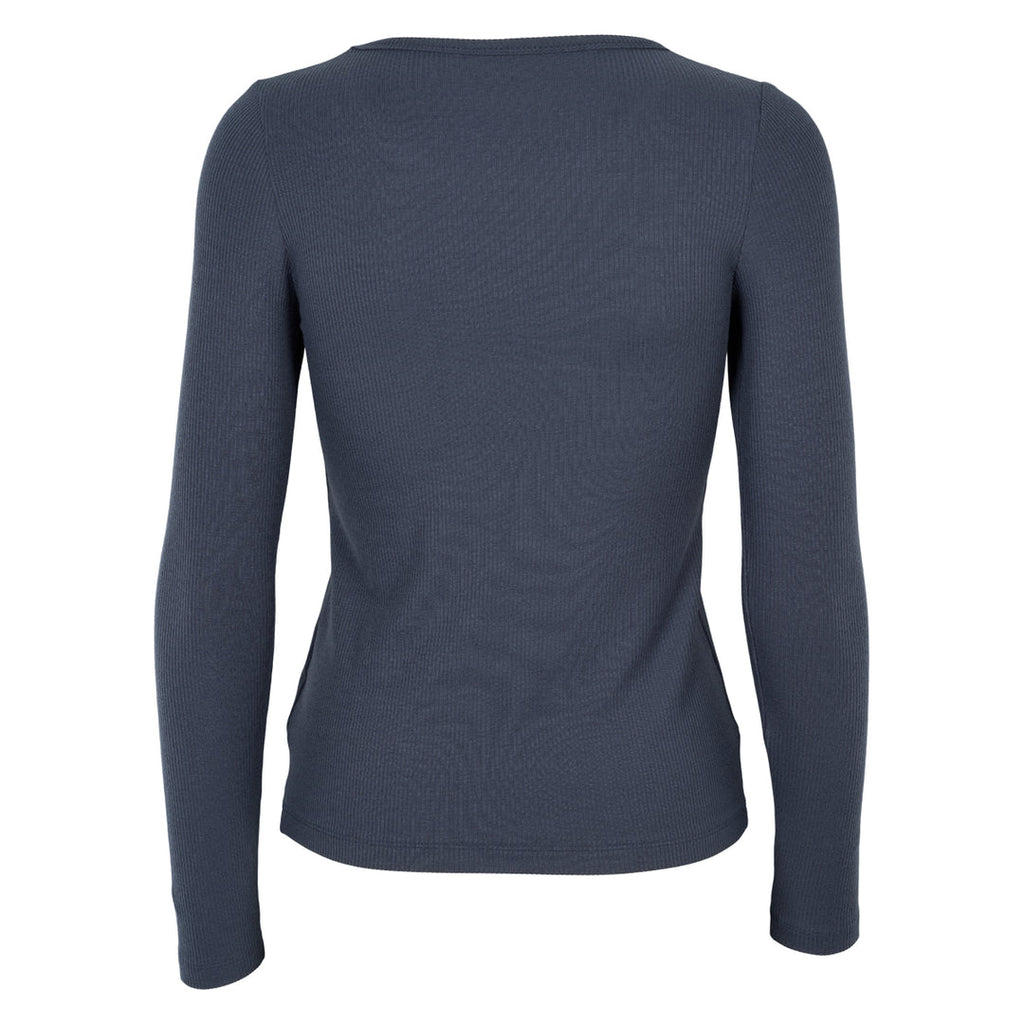 Tencel rib long-sleeve crewneck