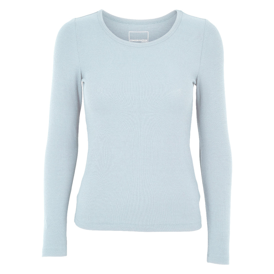 Tencel rib long-sleeve crewneck