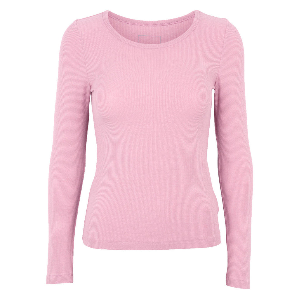 Tencel rib long-sleeve crewneck