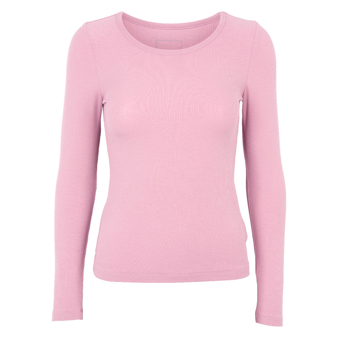 Tencel rib long-sleeve crewneck