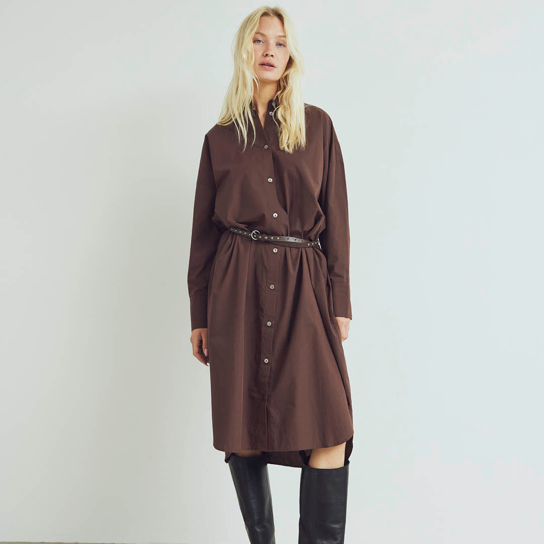 Poplin shirt dress, GOTS