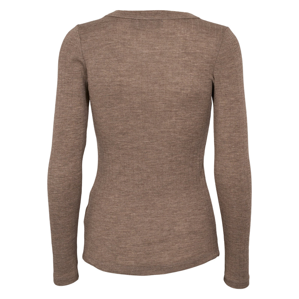 Merino rib wool long-sleeve, GOTS
