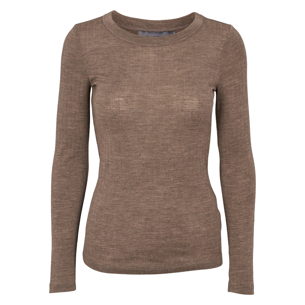 Merino rib wool long-sleeve, GOTS