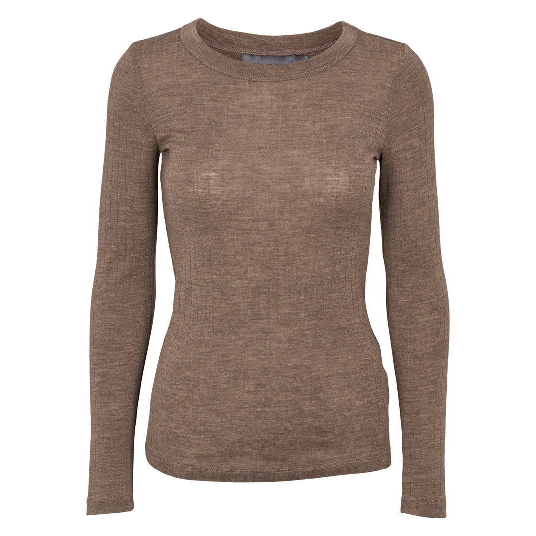 Merino rib wool long-sleeve, GOTS