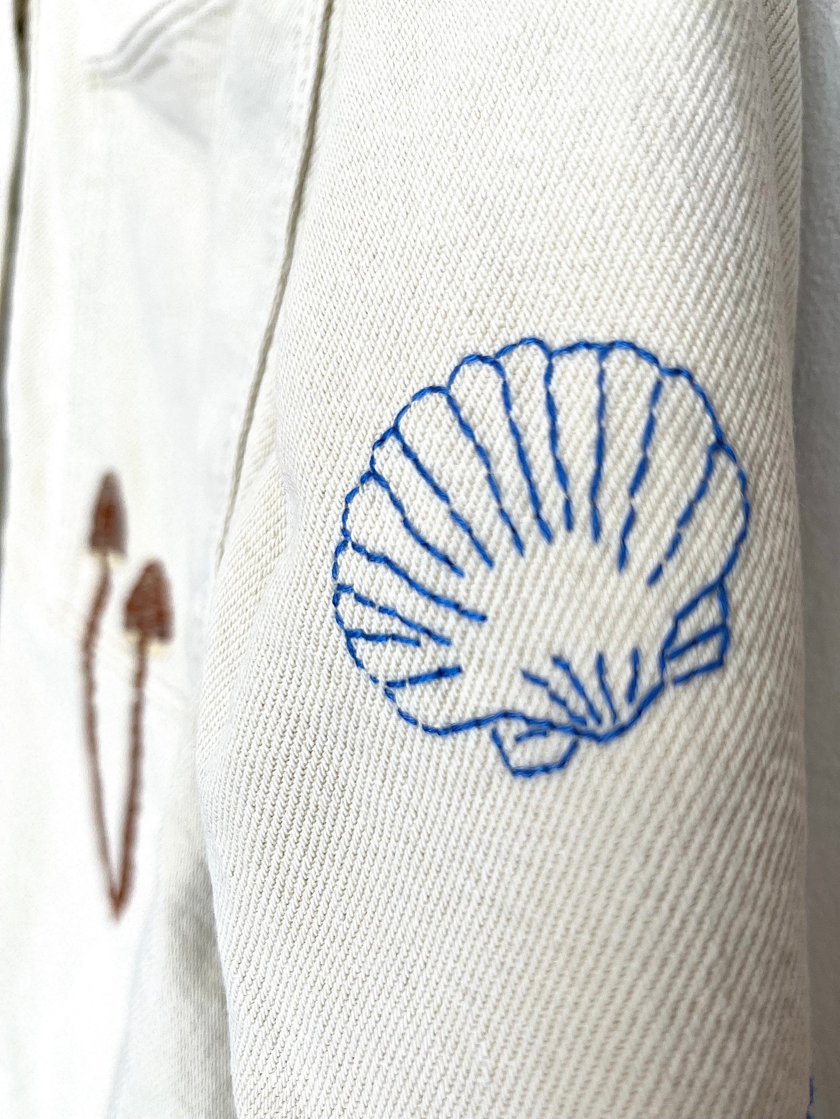 Råhvid unika overshirt råhvid med håndbroderier