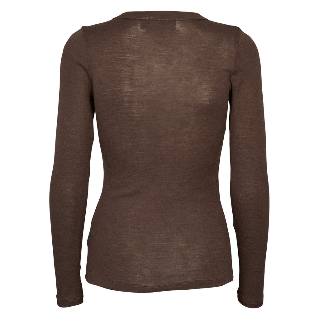 Merino wool long-sleeve choco, GOTS