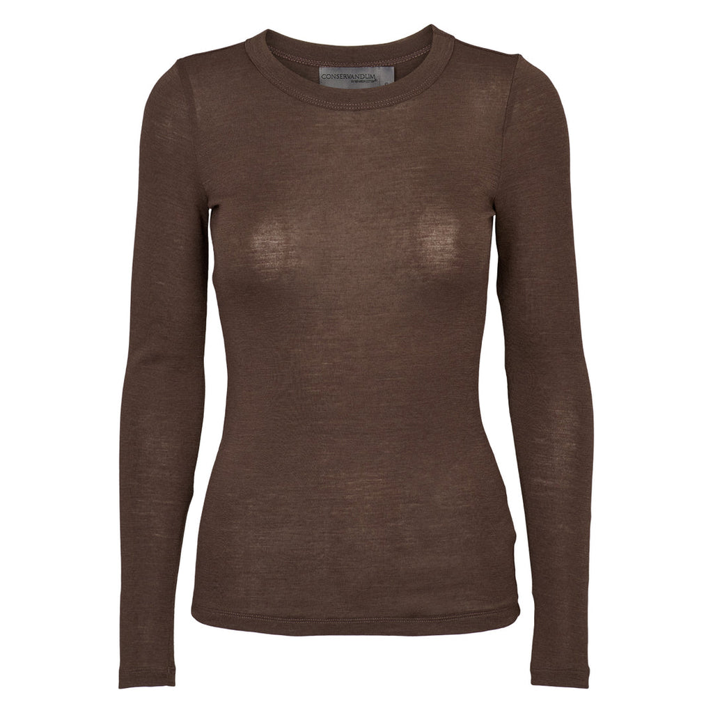 Merino wool long-sleeve choco, GOTS