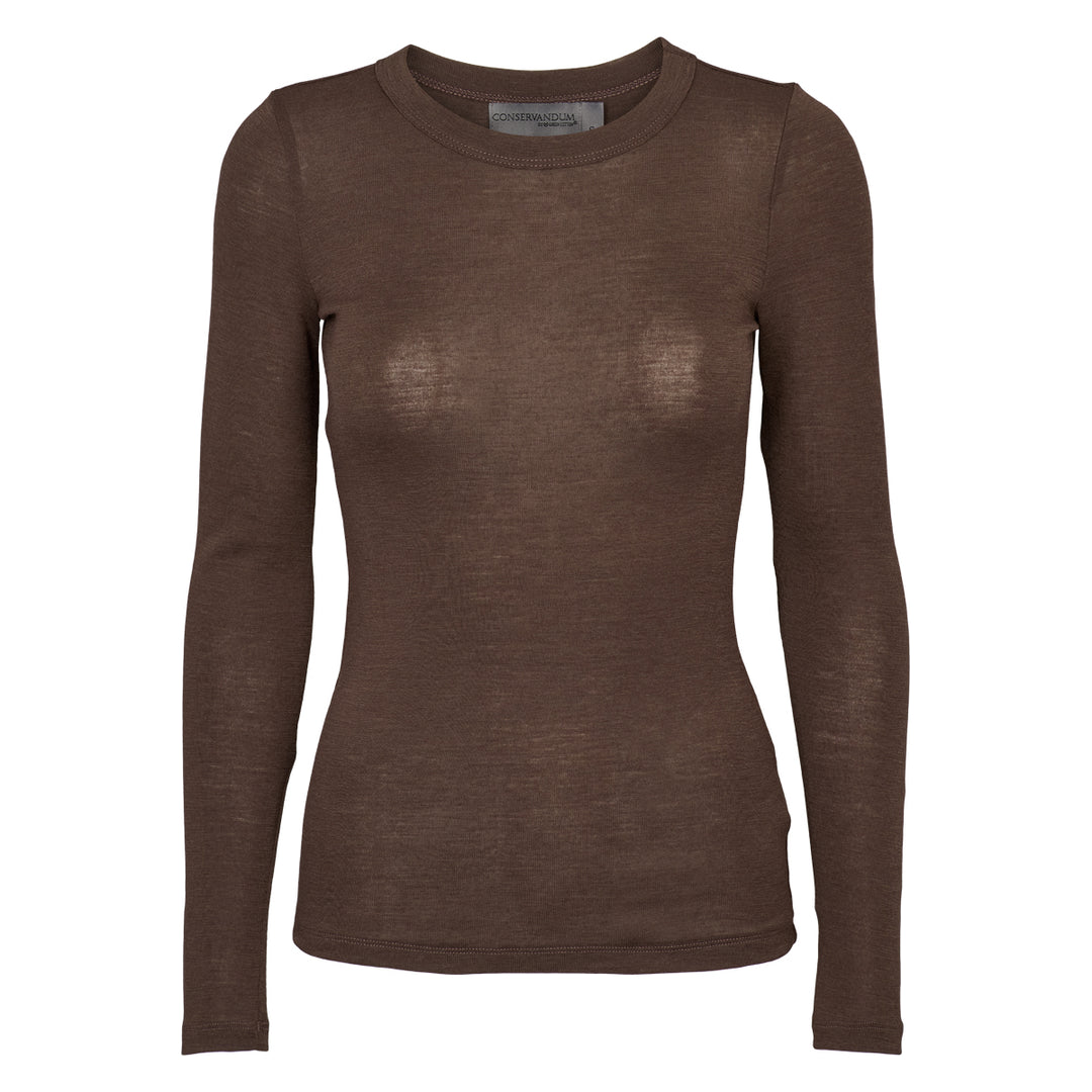 Merino wool long-sleeve choco, GOTS