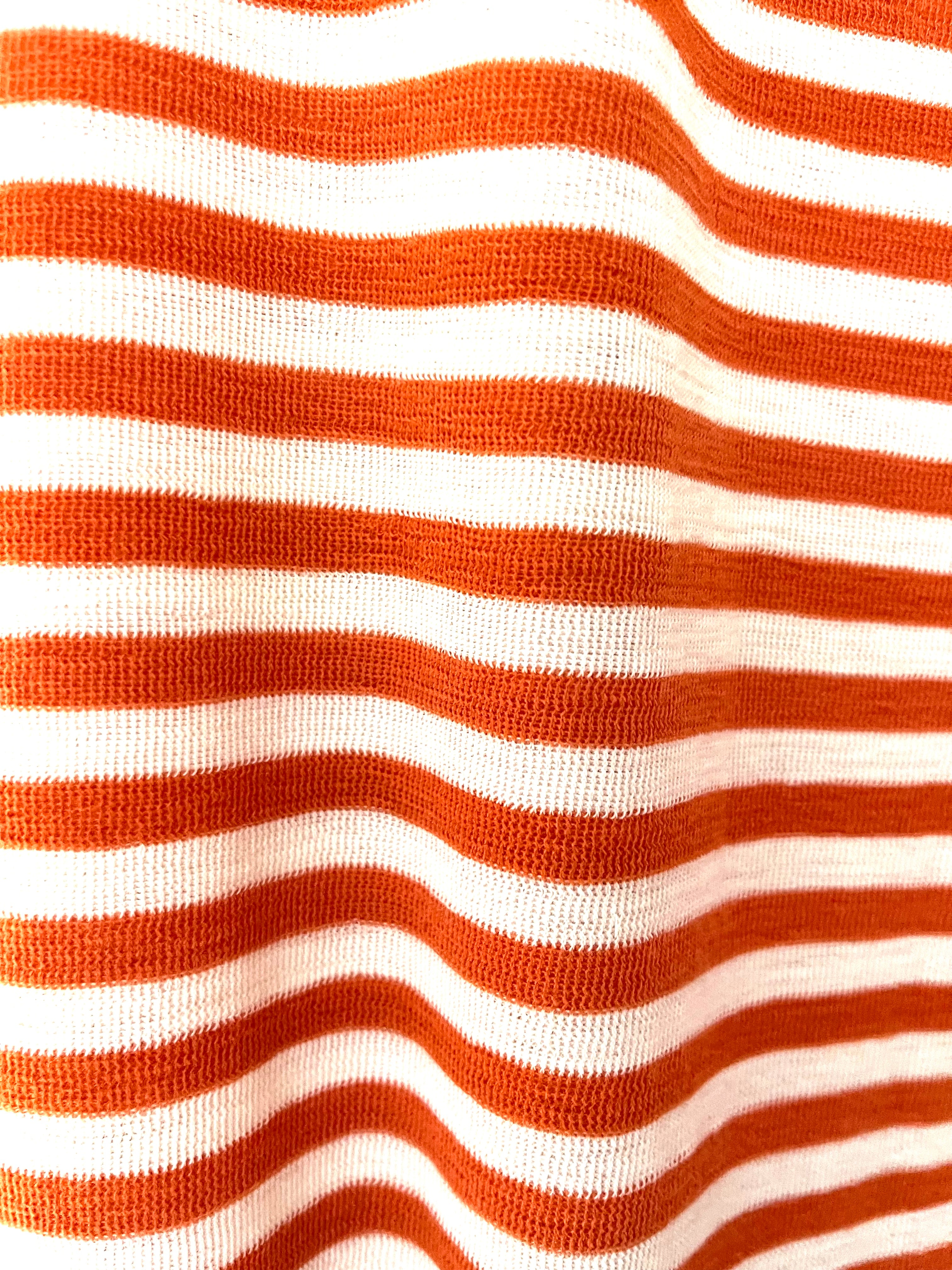 Pure merino roll-neck small-stripe orange/white