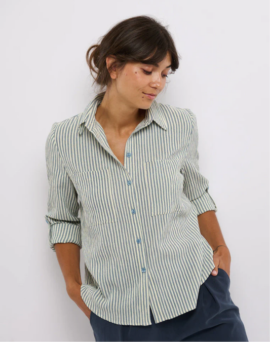 Tolsing Marie Shirt Grey Blue Stripe