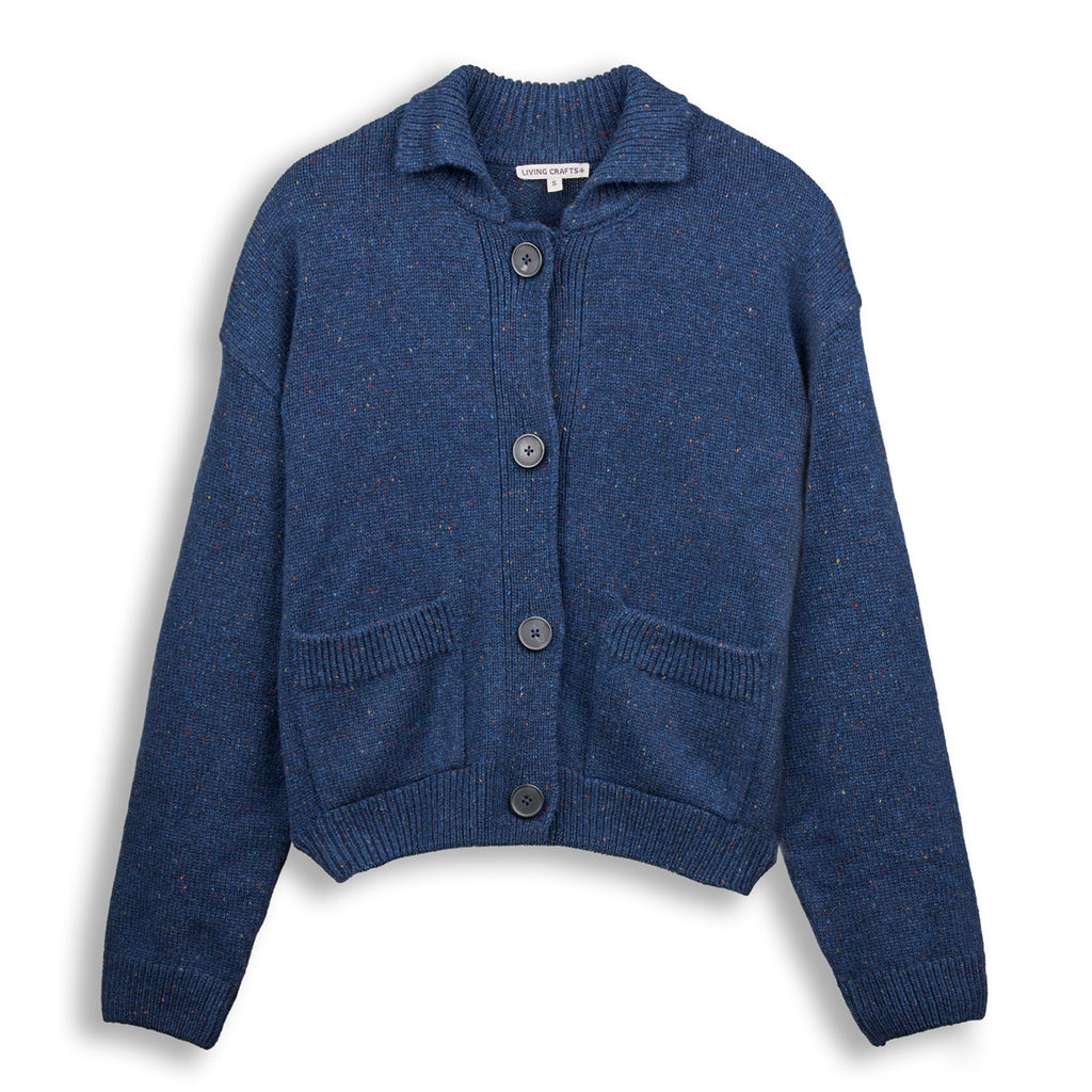 Organic lambswool polo cardigan, GOTS
