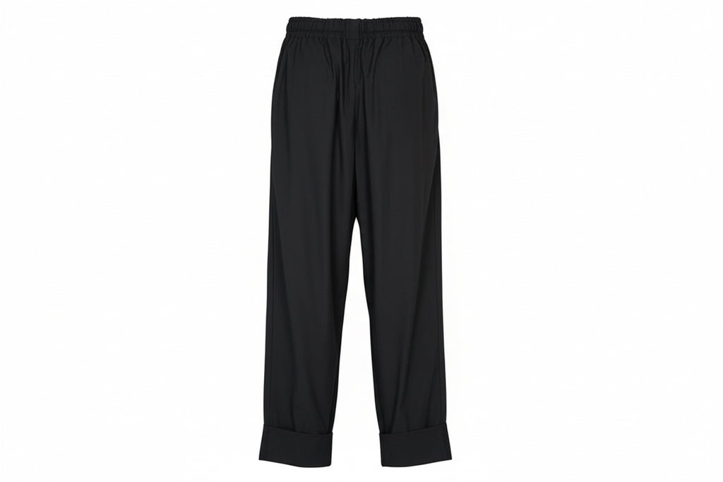 Poplin pleat pants carrot, GOTS