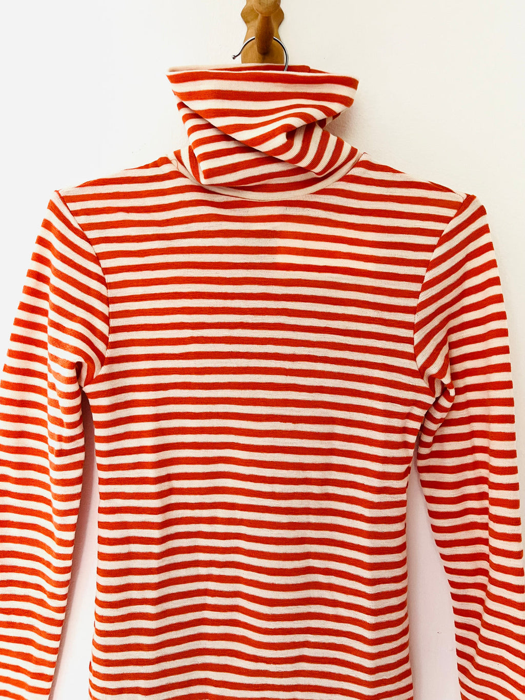 Roll-neck stripes, pure merino