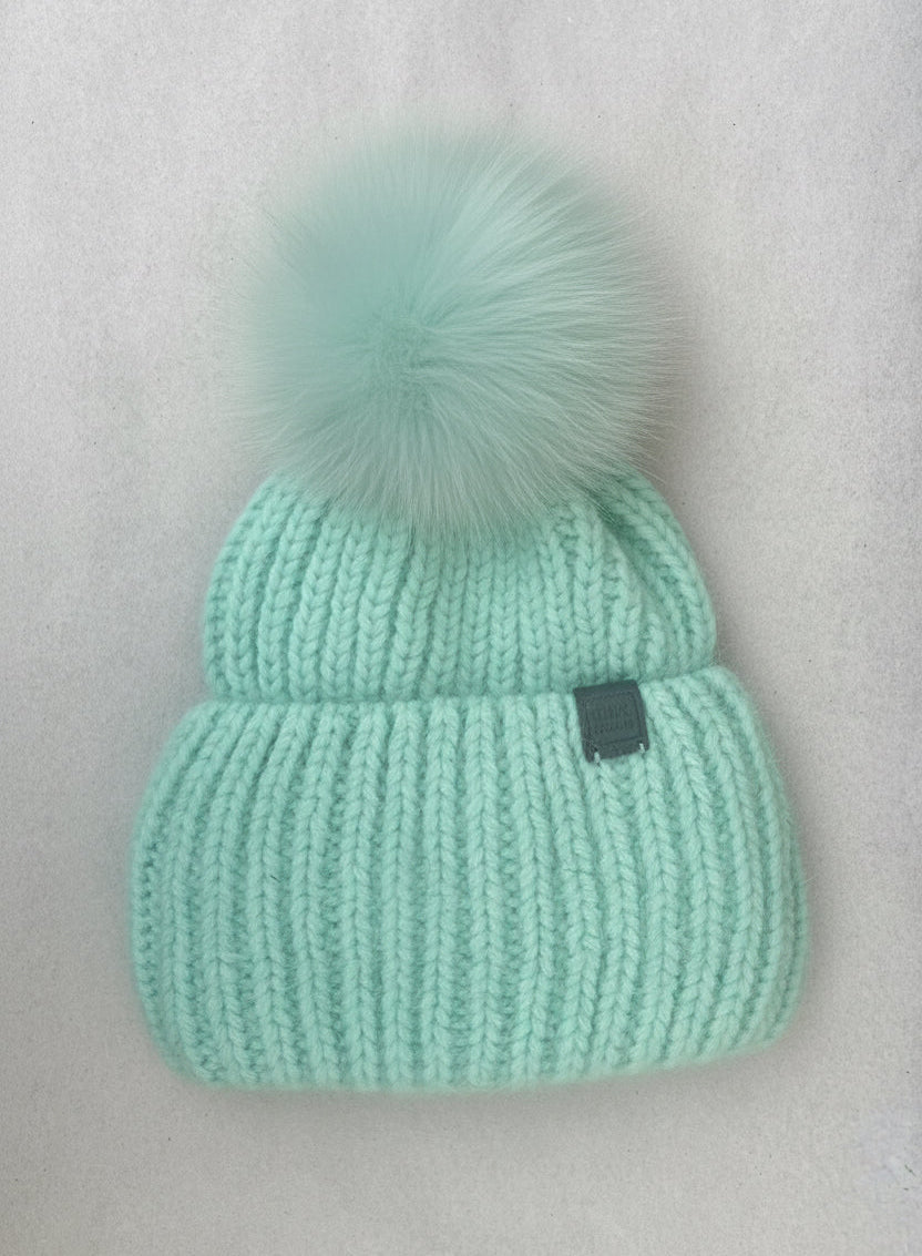 Hand-knit angora hue