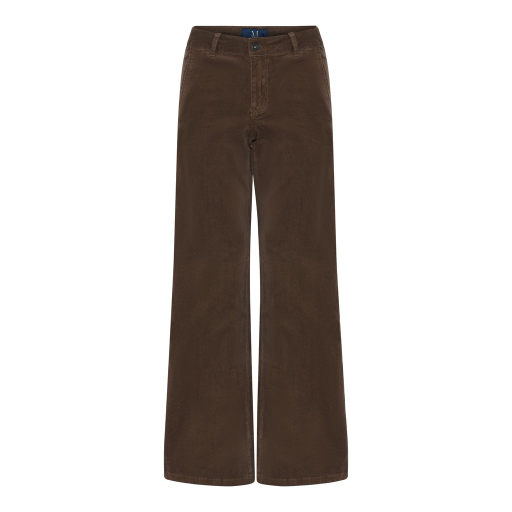 Chinos i brun babyfløjl med vide ben