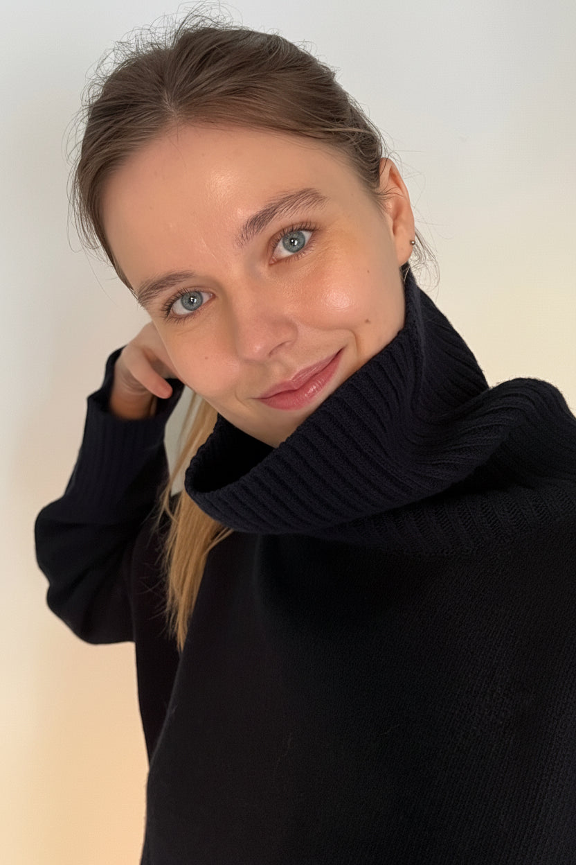 Vita lambswool roll-neck sweater, GOTS