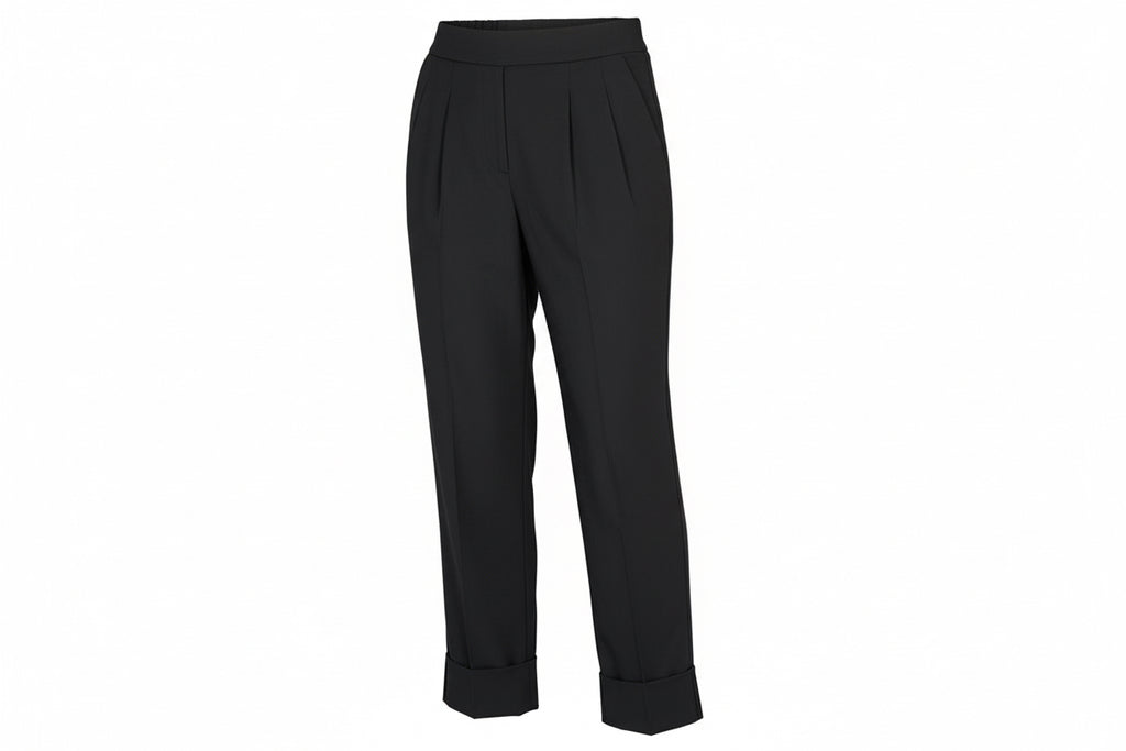 Poplin pleat pants carrot, GOTS