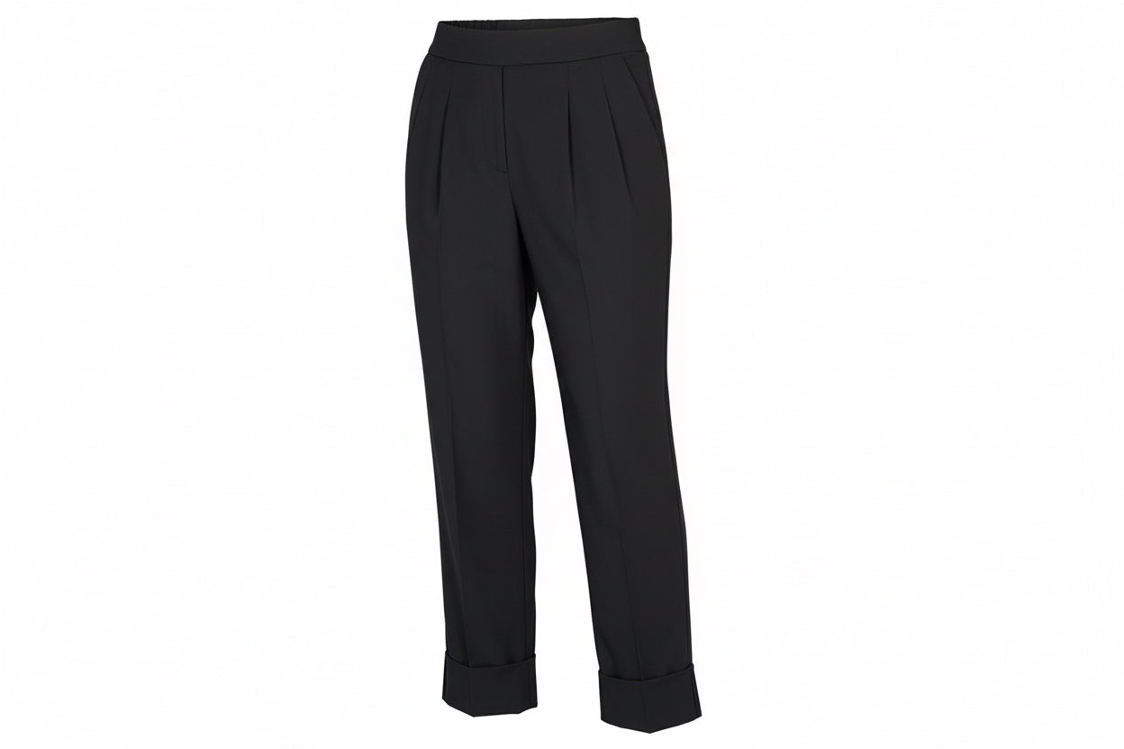Poplin pleat pants carrot, GOTS