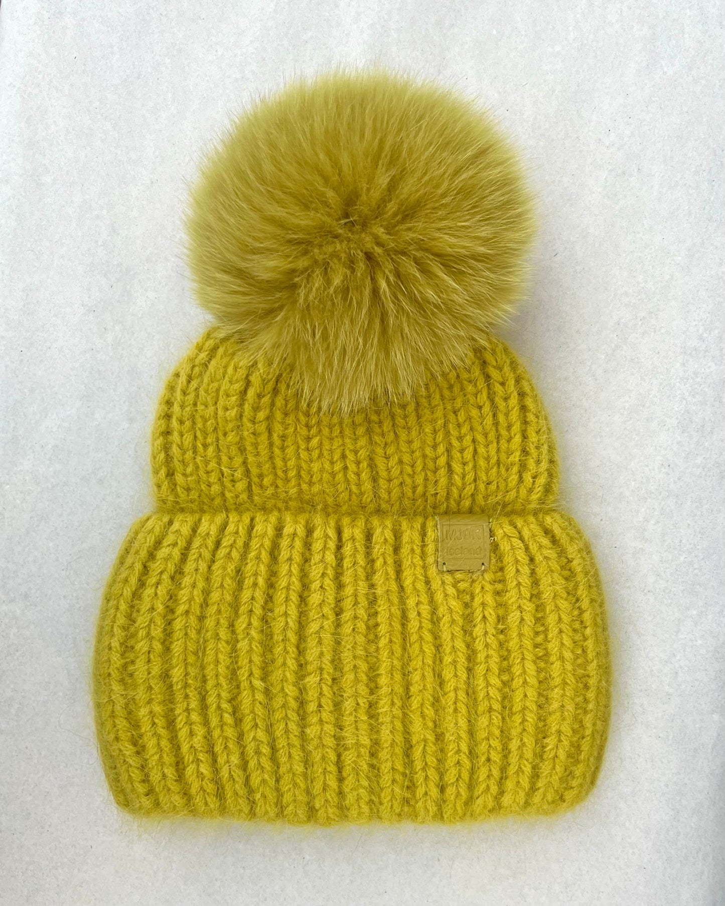 Hand-knit angora hue