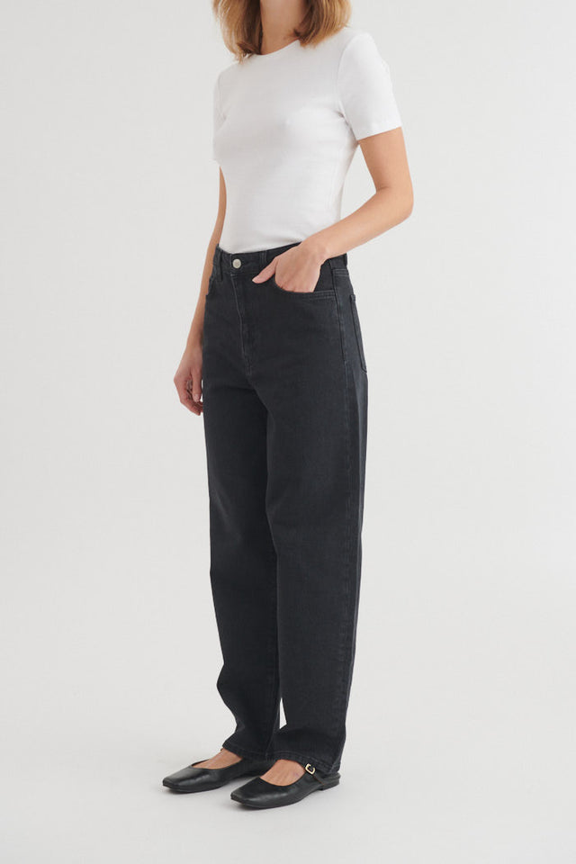 Barrel jeans black, GOTS