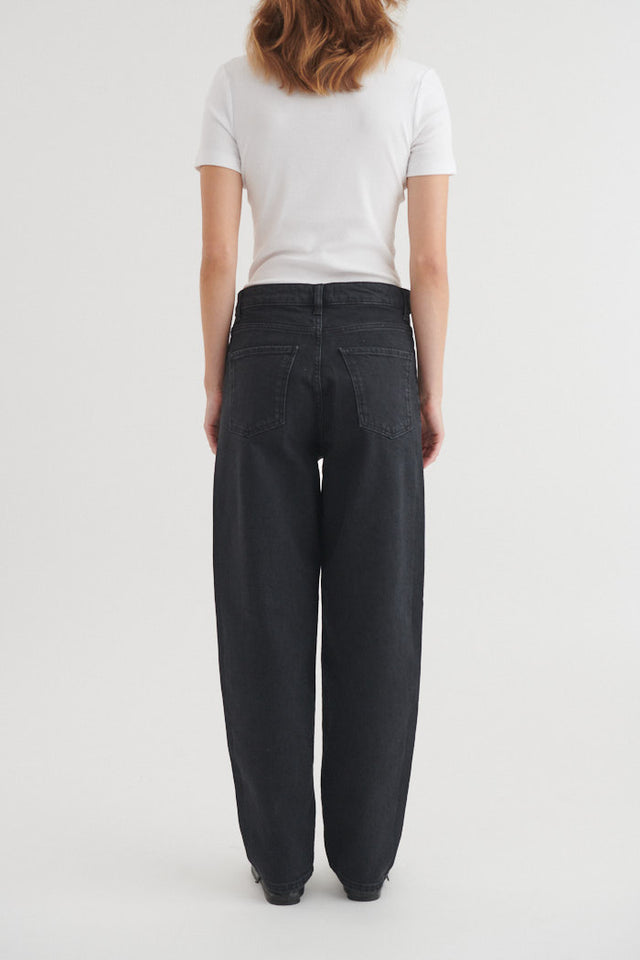Barrel jeans black, GOTS