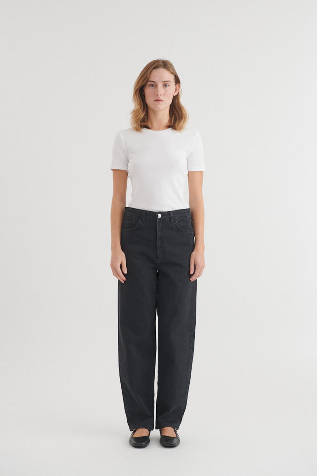 Barrel jeans black, GOTS